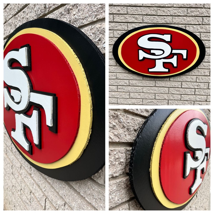 Custom San Francisco 49ers logo cutout, multiple angles
