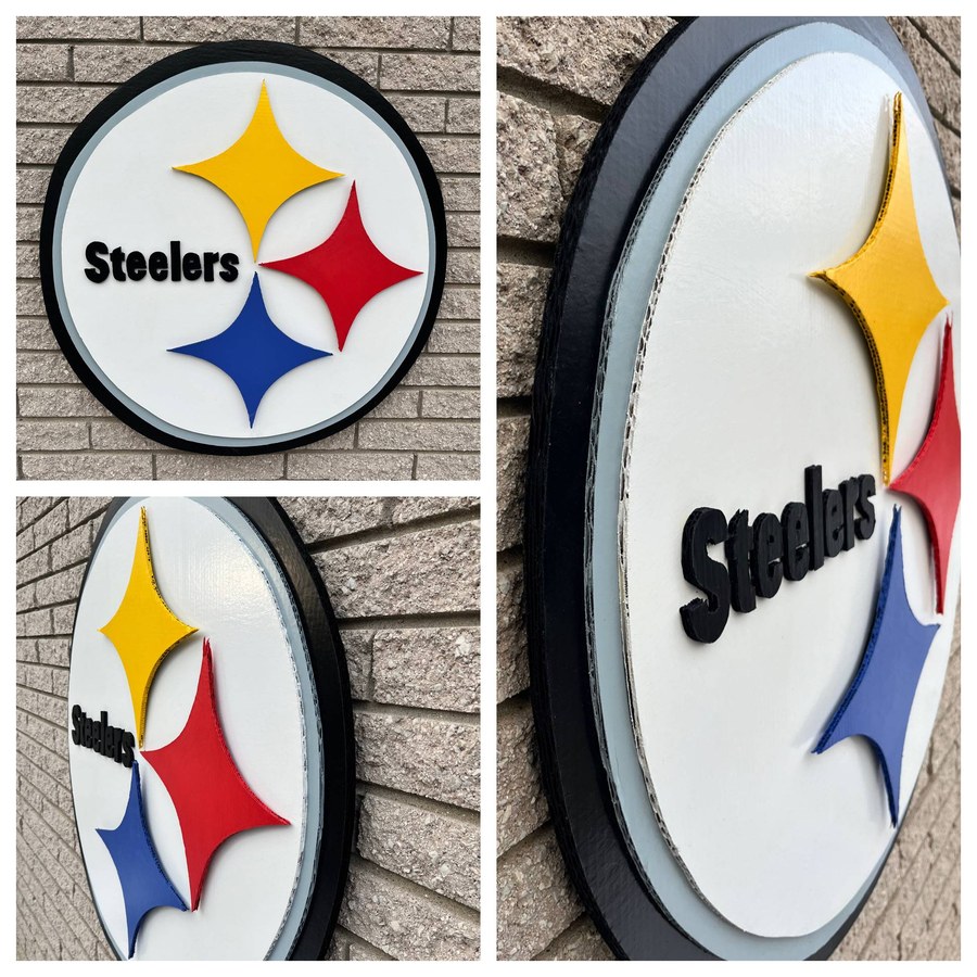 Custom Pittsburgh Steelers logo cutout, multiple angles