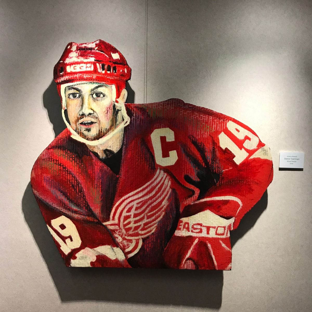Steve Yzerman by Jeremy Rheault on the wall at The Village Theater