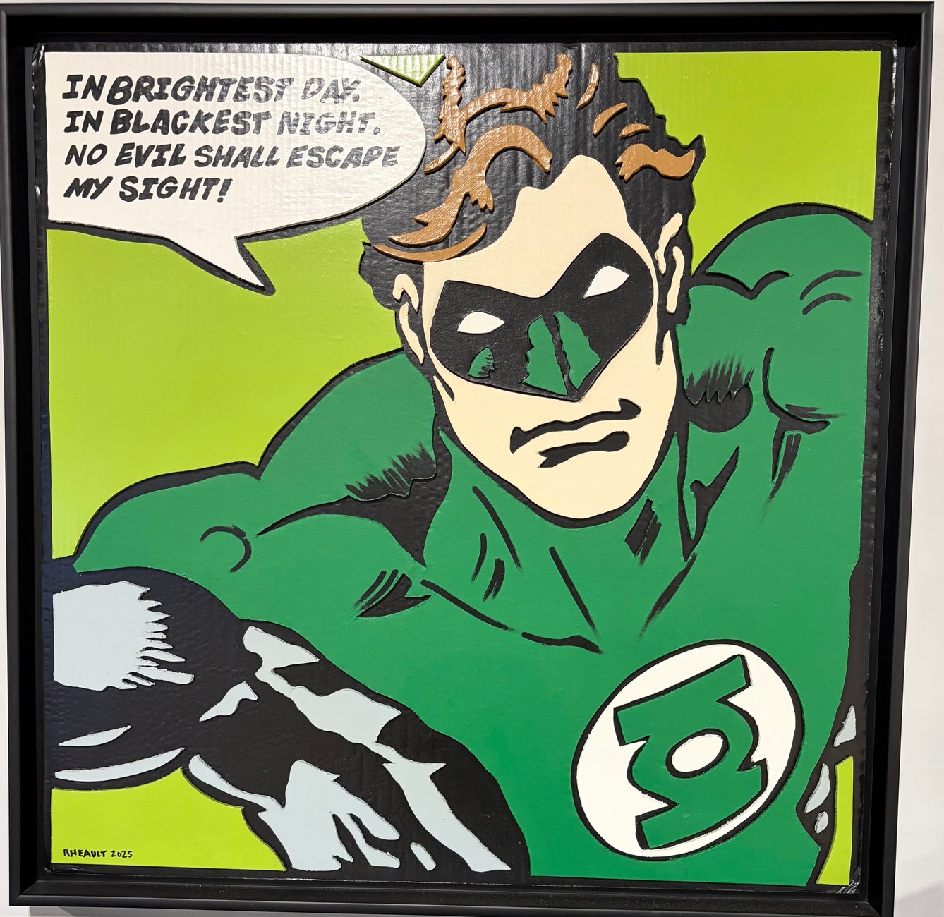 Green Lantern cardboard assemblage pop-art piece